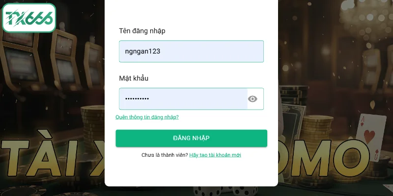 Hướng dẫn login TX666 chi tiết